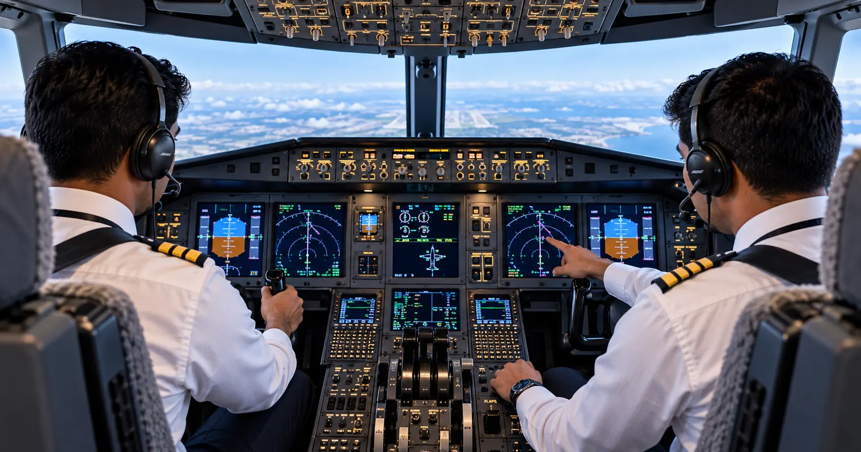 A three-stage horizontal flow from a commercial pilot licence being issued, through years of logged command experience as a First Officer, to an airline transport pilot licence